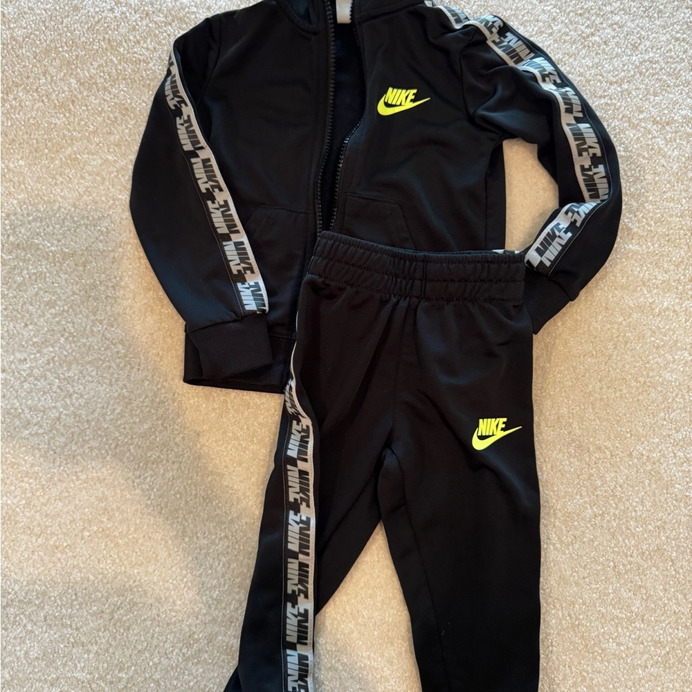 Nike Black Tracksuit with Neon Yellow Logo
